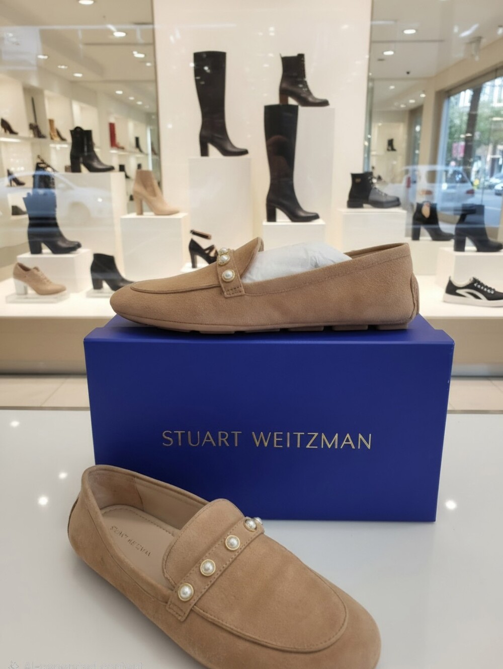 Stuart Weitzman AllPearls Driving Faux Pearls Loafers Women's Sz 7 B $595